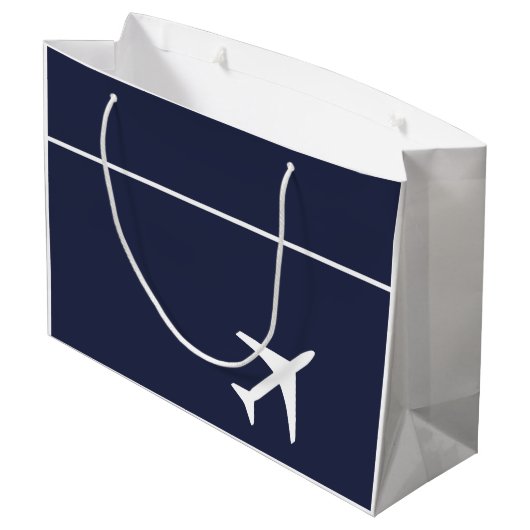白ファンキー飛行機飛行機パイロット航空 ラージペーパーバッグ (裏面アングル)