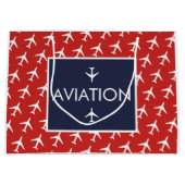 白ファンキー飛行機飛行機パイロット航空 ラージペーパーバッグ (正面)