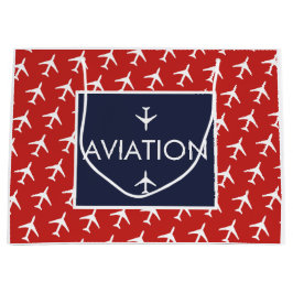 白ファンキー飛行機飛行機パイロット航空 ラージペーパーバッグ