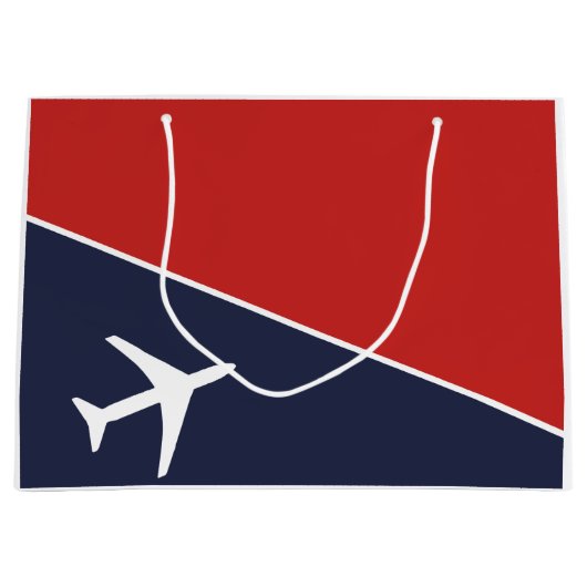 白ファンキー飛行機飛行機パイロット航空 ラージペーパーバッグ (正面)