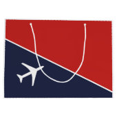 白ファンキー飛行機飛行機パイロット航空 ラージペーパーバッグ (裏面)