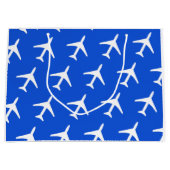 白ファンキー飛行機飛行機パイロット航飛んでいる空路 ラージペーパーバッグ (正面)