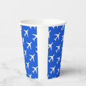 白ファンキー飛行機飛行機パイロット航飛んでいる空路 紙コップ (左)