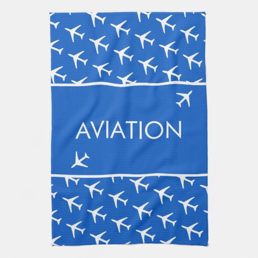 白ファンキー飛行機飛行機パイロット飛行 キッチンタオル (縦)