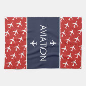 白ファンキー飛行機飛行機パイロット飛行 キッチンタオル (横)