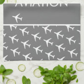 白ファンキー飛行機飛行機パイロット飛行 キッチンタオル (折り畳み)