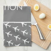 白ファンキー飛行機飛行機パイロット飛行 キッチンタオル (四つ折り)