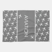 白ファンキー飛行機飛行機パイロット飛行 キッチンタオル (横)