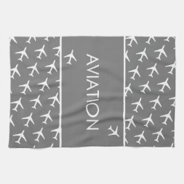 白ファンキー飛行機飛行機パイロット飛行 キッチンタオル