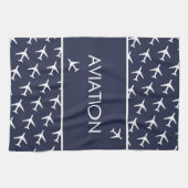 白ファンキー飛行機飛行機パイロット飛行 キッチンタオル (横)