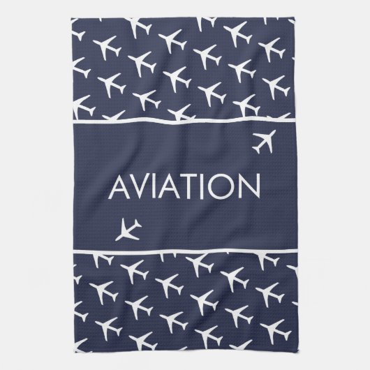 白ファンキー飛行機飛行機パイロット飛行 キッチンタオル (縦)