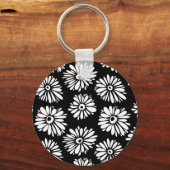 白ファンキー黒花 キーホルダー (正面)