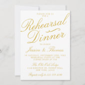 白ファンシーと金ゴールドのリハ結婚ーサルディナー 招待状 (正面)