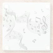 白ファンシーの音楽ノート ガラスコースター (裏面)