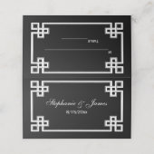 白ファンシーギリシャ鍵フレームエスコートカードブラック プレイスカード (外部開封)