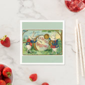 白ファンシー復活祭のブニーズライトグリーン スタンダードカクテルナプキン (インサイチュ)