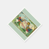 白ファンシー復活祭のブニーズライトグリーン スタンダードカクテルナプキン (角)