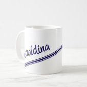 白ファンシー色の青 コーヒーマグカップ (正面左)