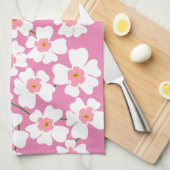 白ファンタジー花恋人パターンピンク キッチンタオル (四つ折り)