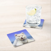 白フィンランド語ラプントパピーかわいい スクエアペーパーコースター (インサイチュ)