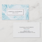 白フェイクと青の大理石のモダン名刺 名刺 (正面/裏面)
