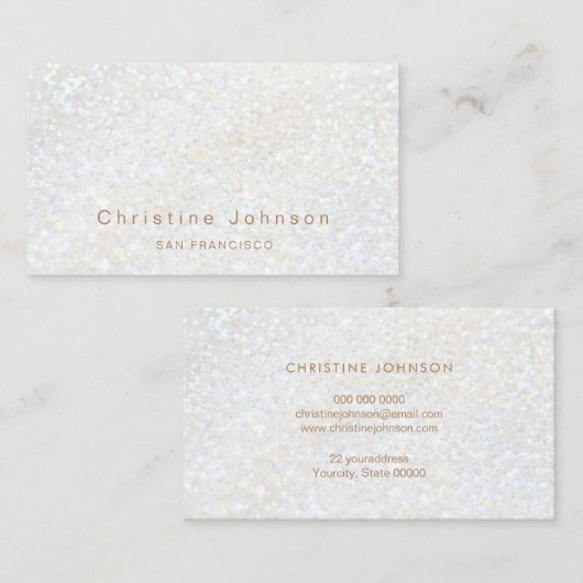 白フェイクグリッター効果 名刺 (正面/裏面)