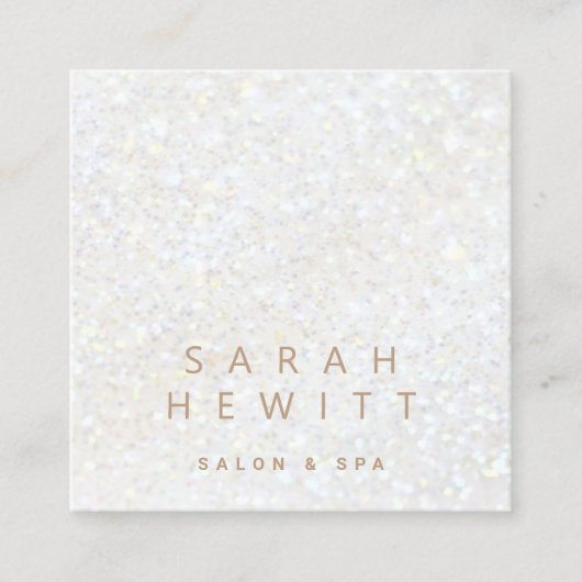 ・白フェイクグリッター スクエア名刺 (正面)