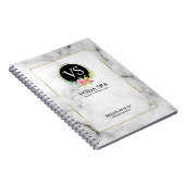 白フェイク大理石のトロピカルフラワーアクセントロゴ ノートブック (右側)