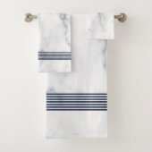 白フェイク大理石の黒いストライプバスタオルセット バスタオルセット (インサイチュ)