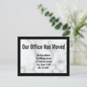 白フェイク大理石オフィスの移動案内 案内ポストカード (スタンド正面)