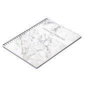 白フェイク大理石テクスチャルック&文字 ノートブック (左側)