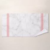 白フェイク大理石ピストライプンク玉湯タオルセット バスタオル (バスタオル)