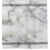 白フェイク大理石ブラックストライプアクセント シャワーカーテン (正面)