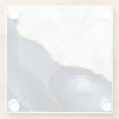 白フェイク大理石メッキ海軍ブルーアゲート ガラスコースター (裏面)