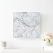 白フェイク大理石 スクエア壁時計 (ホーム)