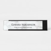 白フェイク大理石 デスクネームプレート (正面)