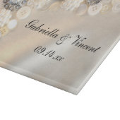 白フェイク真珠とダイヤモンドのボタ結婚ン カッティングボード (角)