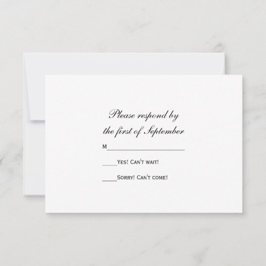 白フェイク真珠とダイヤモンドのボタ結婚ン 出欠カード (裏面)