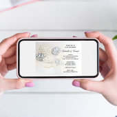 白フェイク真珠とダイヤモンドのボタ結婚ン 招待状