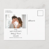 白フェイク真珠とダイヤモンドのボタ結婚ン 案内ポストカード (裏面)