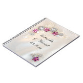 白フェイク真珠とピンクダイヤモンドボタ結婚ン ノートブック (左側)