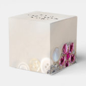 白フェイク真珠ピンクダイヤモンドボタ結婚ン フェイバーボックス (裏面サイド)