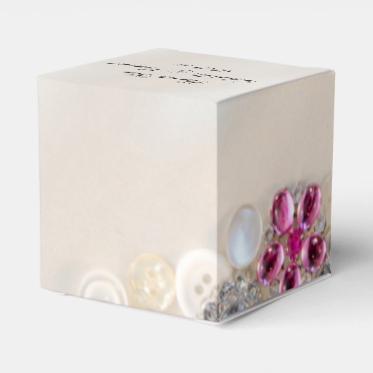 白フェイク真珠ピンクダイヤモンドボタ結婚ン フェイバーボックス (裏面サイド)