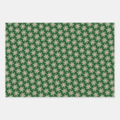 白フェイク赤グリーンの木の雪片パターン ラッピングペーパーシート (正面3)