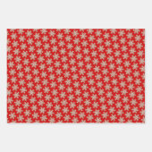 白フェイク赤グリーンの木の雪片パターン ラッピングペーパーシート (正面2)