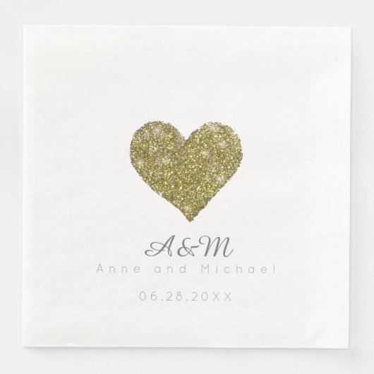 白フェイク金ゴールドの愛のシックな結婚ハート (正面)