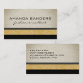 白フェイク革のグリッターとパターン 名刺 (正面/裏面)