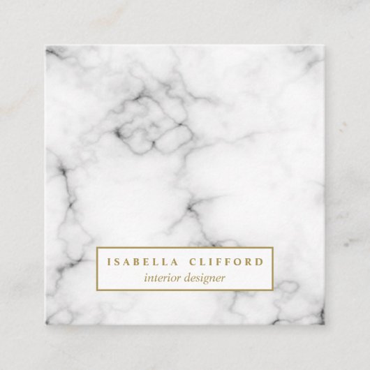 白フェミニン大理石 |プロフェッショナルロゴ スクエア名刺 (正面)