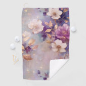 白フェミニン釉薬金ゴールド紫フローラ ゴルフタオル (インサイチュ)