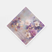 白フェミニン釉薬金ゴールド紫フローラ スタンダードランチョンナプキン (角)